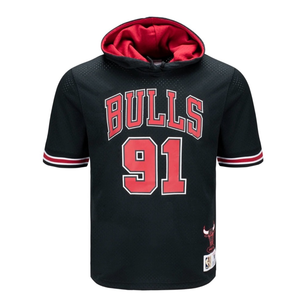 Mitchell & Ness Dennis Rodman Chicago Bulls Mesh Short Sleeve Hoodie Size Medium
